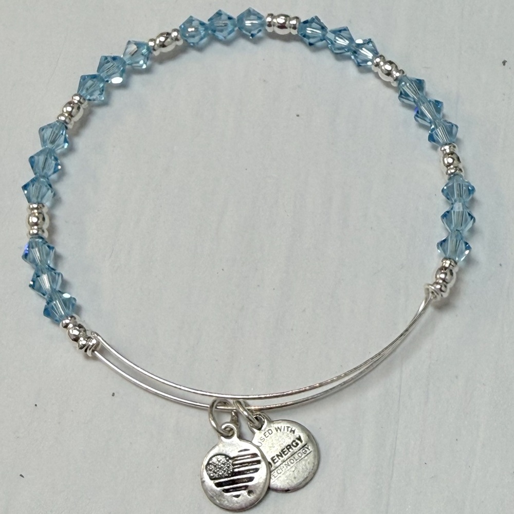 Alex and Ani Silver and Blue Beaded Bracelet
